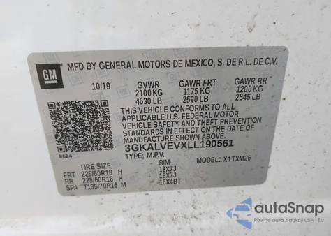 2020 GMC Terrain Awd Slt из США, поврежденный, VIN 3GKALVEVXLL190561